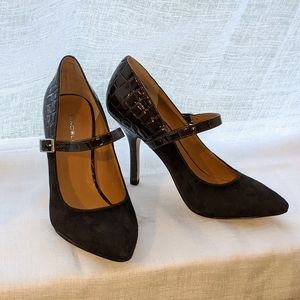 Black Leather Strap Heels